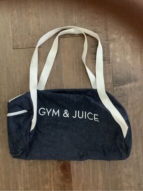 Black denim Tote with White Straps